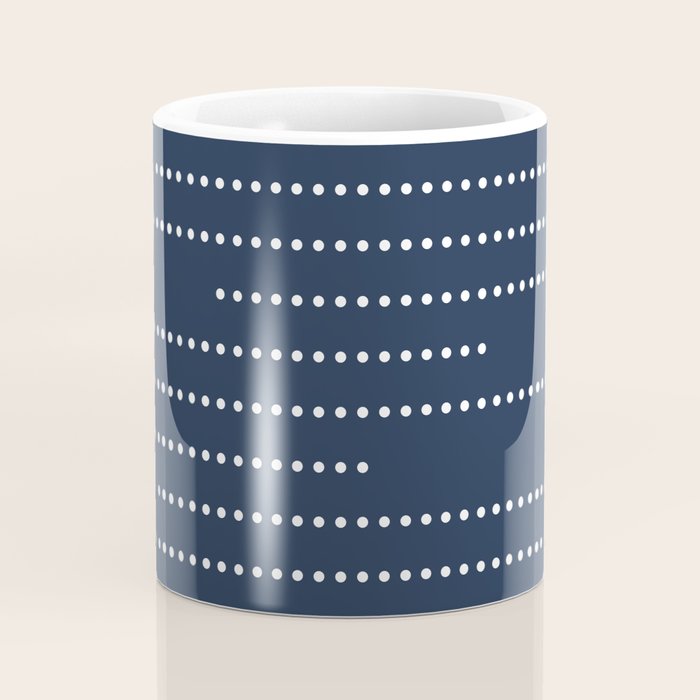 Blue and White Minimal Striped, Dots Pattern Coffee Mug Gallery Image 4
