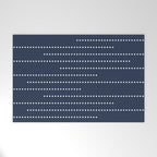 Blue and White Minimal Striped, Dots Pattern Welcome Mat Gallery Image 1