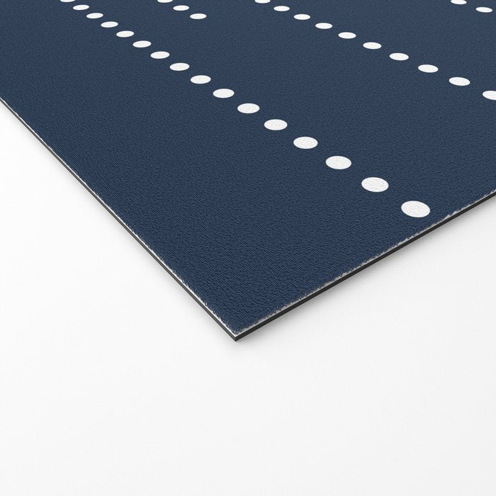 Blue and White Minimal Striped, Dots Pattern Welcome Mat Gallery Image 2