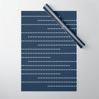 Blue and White Minimal Striped, Dots Pattern Wrapping Paper Gallery Image 1