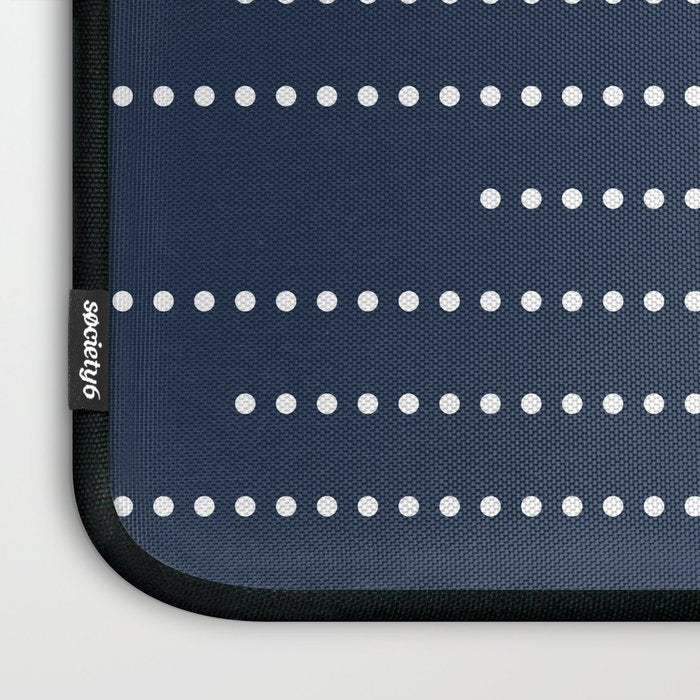 Blue and White Minimal Striped, Dots Pattern Laptop Sleeve Gallery Image 3