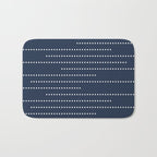 Blue and White Minimal Striped, Dots Pattern Bath Mat Gallery Image 1