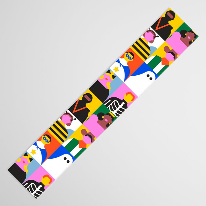 Diverse people in halloween costume pattern Table Runner Gallery Image 3