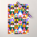 Diverse people in halloween costume pattern Wrapping Paper Gallery Image 1