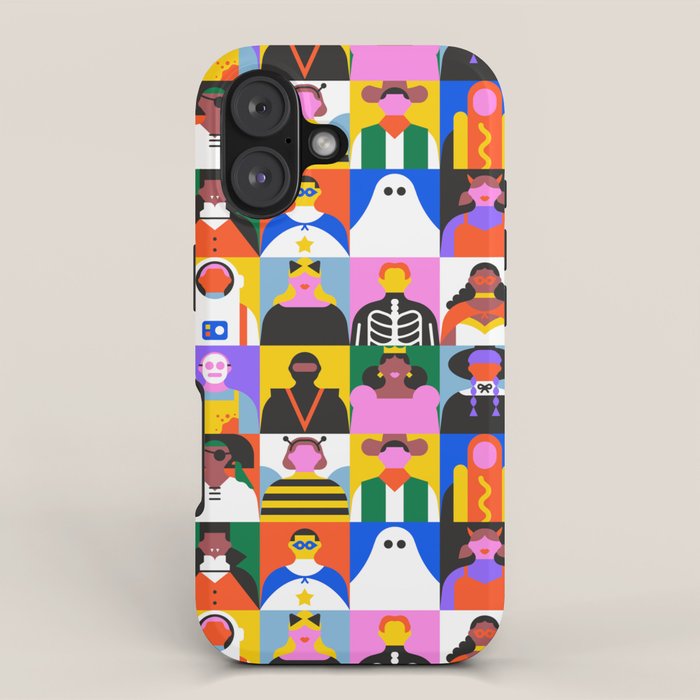 Diverse people in halloween costume pattern iPhone Case Gallery Image 1