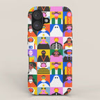 Diverse people in halloween costume pattern iPhone Case Gallery Image 1