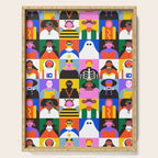 Diverse people in halloween costume pattern Serving Tray Gallery Image 1