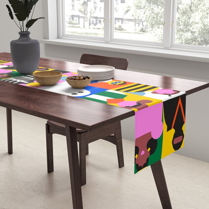 Diverse people in halloween costume pattern Table Runner Gallery Image 2