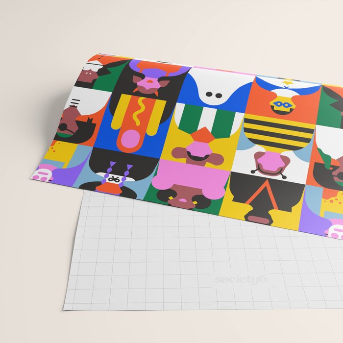 Diverse people in halloween costume pattern Wrapping Paper Gallery Image 2