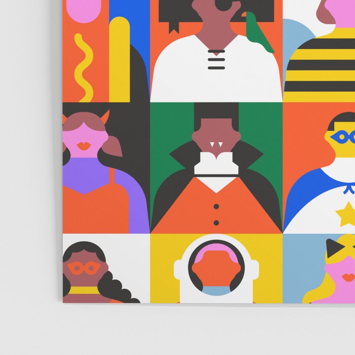 Diverse people in halloween costume pattern Poster Gallery Image 3