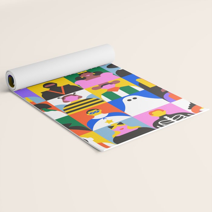 Diverse people in halloween costume pattern Yoga Mat Gallery Image 2