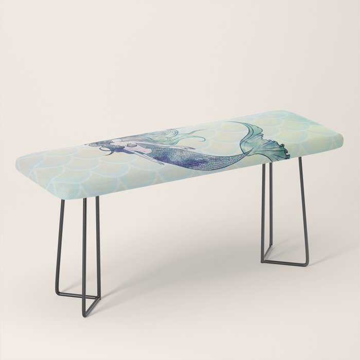 Watercolor Mermaid Bench Gallery Image 1