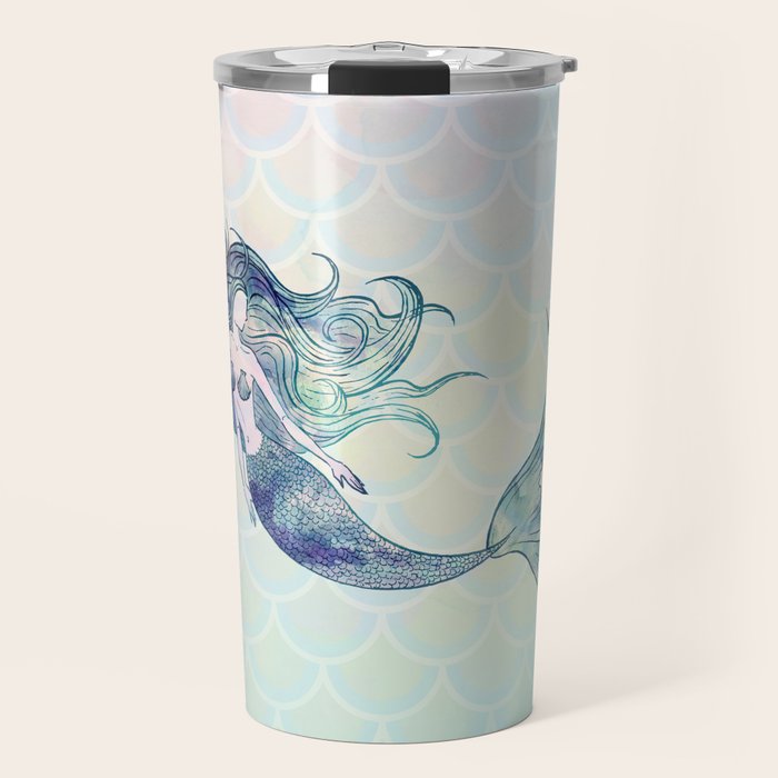 Watercolor Mermaid Travel Mug Gallery Image 1