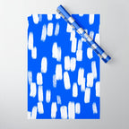Cobalt Blue and White Brush Stroke Spots Wrapping Paper Gallery Image 1
