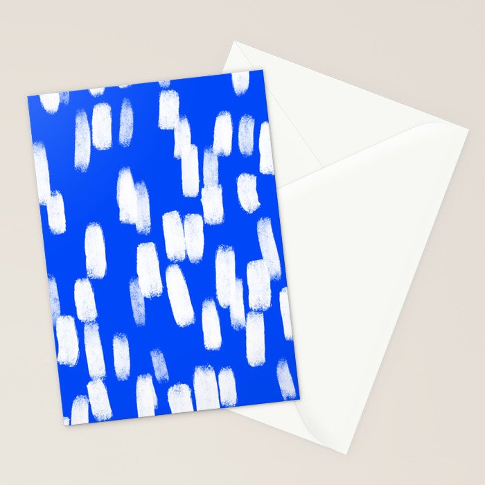 Cobalt Blue and White Brush Stroke Spots Stationery Card Gallery Image 2