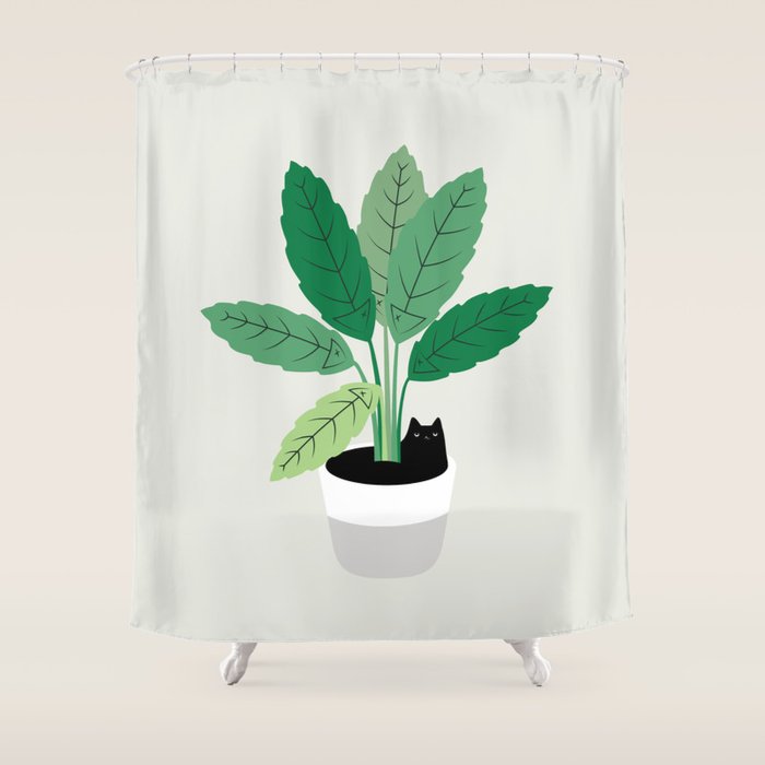 Cat and Plant 28: Something Fishy Shower Curtain Gallery Image 1