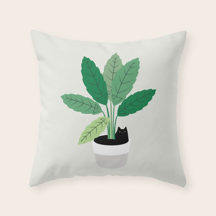 Cat and Plant 28: Something Fishy Throw Pillow Gallery Image 6