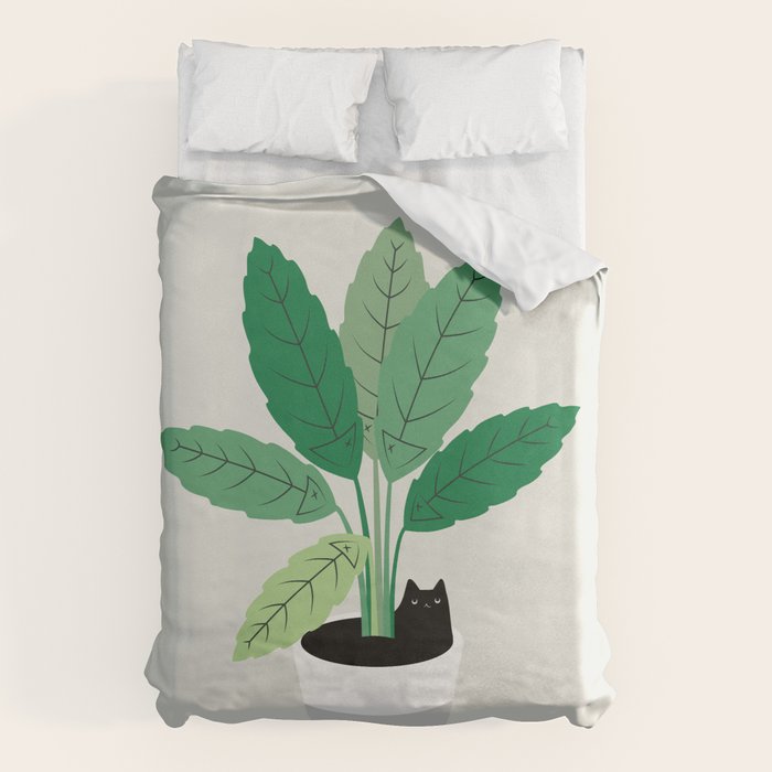 Cat and Plant 28: Something Fishy Duvet Cover Gallery Image 1