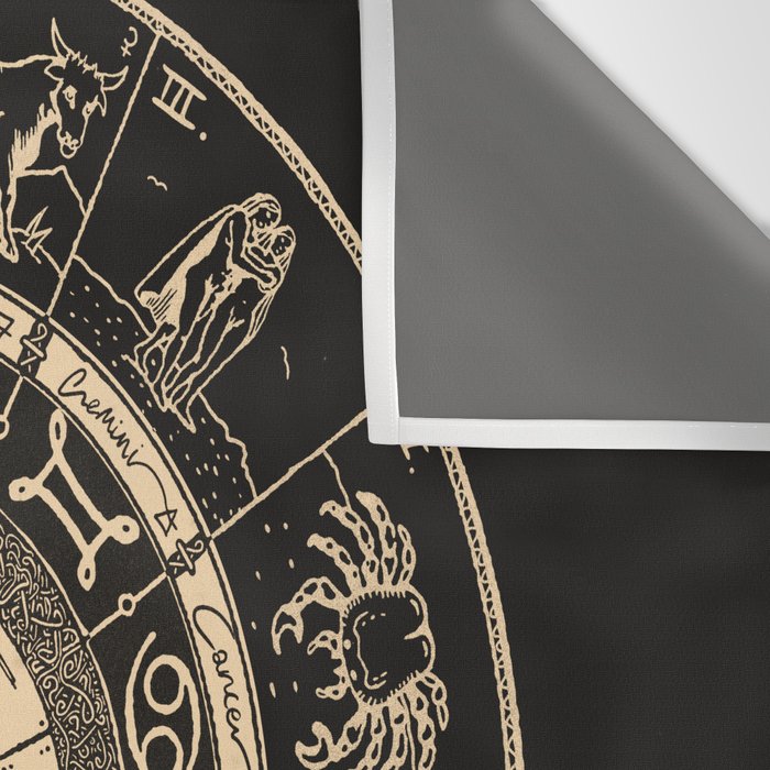 Vintage Zodiac & Astrology Chart | Charcoal & Gold Wall Tapestry Gallery Image 3