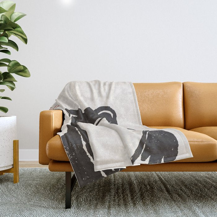 Matsumoto Hoji Japanese Grumpy Frog Art Print Throw Blanket Gallery Image 1