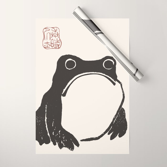 Matsumoto Hoji Japanese Grumpy Frog Art Print Wrapping Paper Gallery Image 1