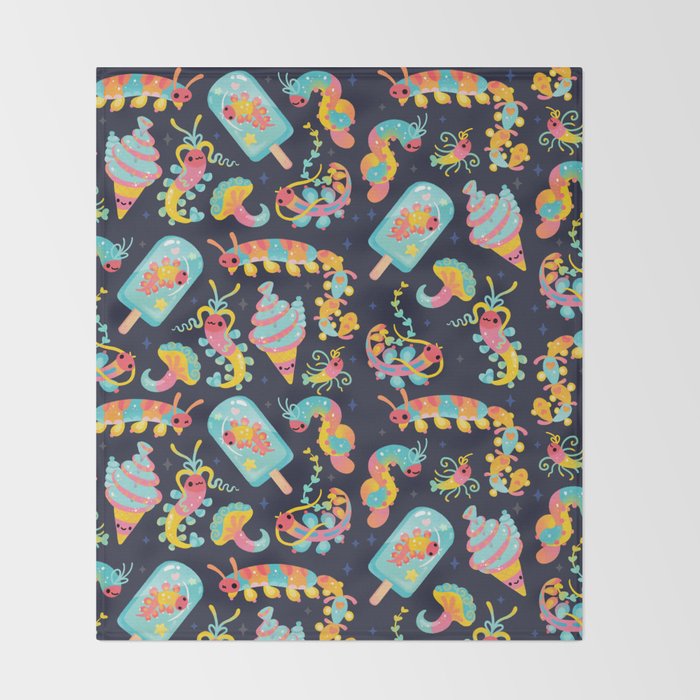 Jelly Polychaete worm - dark Throw Blanket Gallery Image 2