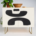 Mid Century Modern Minimalist Abstract Art Brush Strokes Black & White Ink Art Tribal Marking Credenza Gallery Image 1