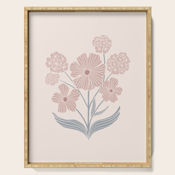 Dusty Rose Classic Floral Serving Tray Gallery Image 1