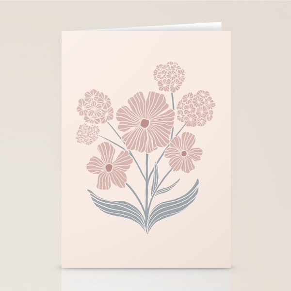 Dusty Rose Classic Floral Stationery Card Gallery Image 1