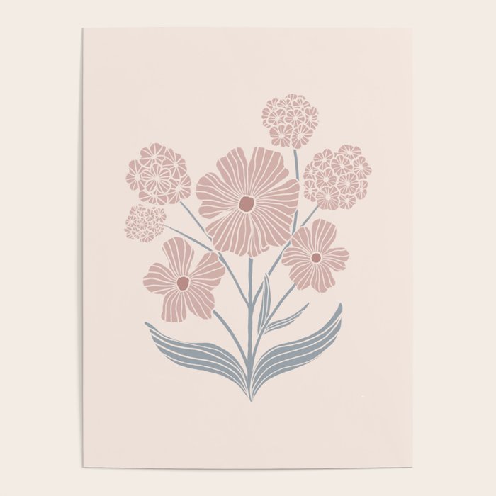 Dusty Rose Classic Floral Poster Gallery Image 1