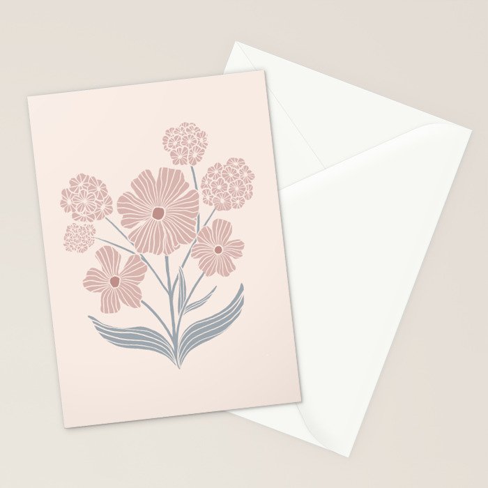 Dusty Rose Classic Floral Stationery Card Gallery Image 2