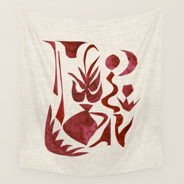 Crimson Dream In Cream Wall Tapestry Gallery Image 4