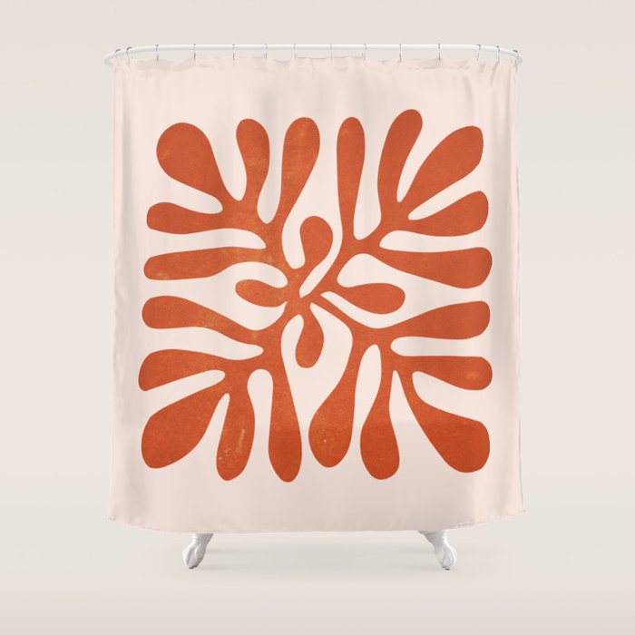 Nature Leaf Cutouts III: Terracotta Edition | Mid-Century Henri Matisse Series Shower Curtain Gallery Image 1