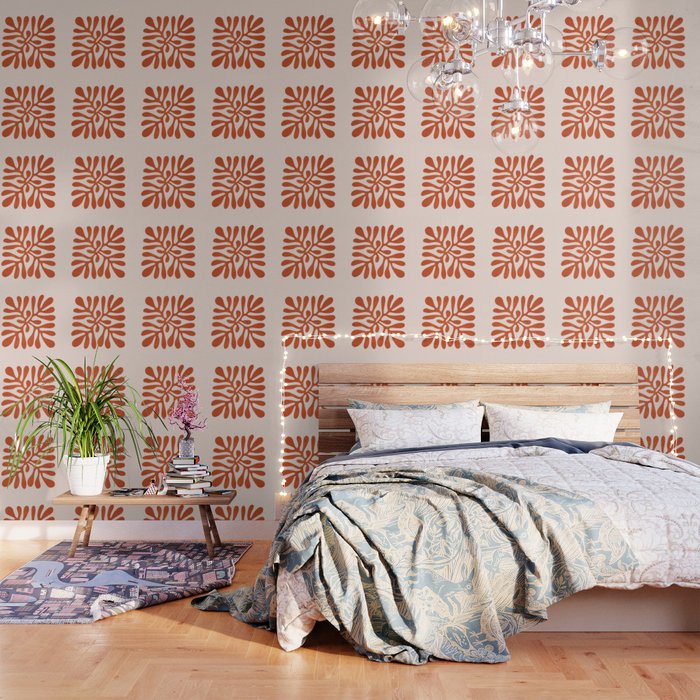 Nature Leaf Cutouts III: Terracotta Edition | Mid-Century Henri Matisse Series Wallpaper Gallery Image 3