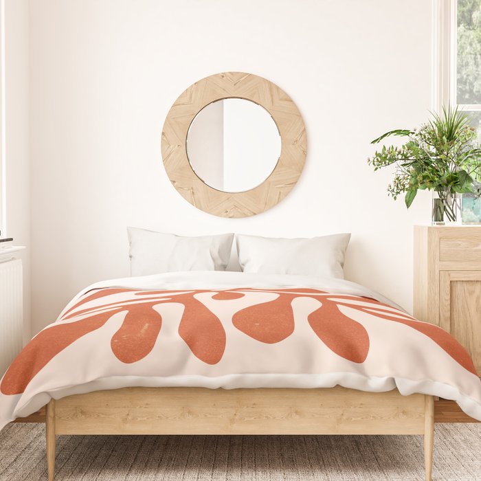 Nature Leaf Cutouts III: Terracotta Edition | Mid-Century Henri Matisse Series Duvet Cover Gallery Image 3