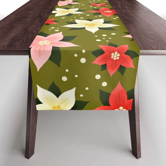 Poinsettia Pattern Table Runner Gallery Image 1