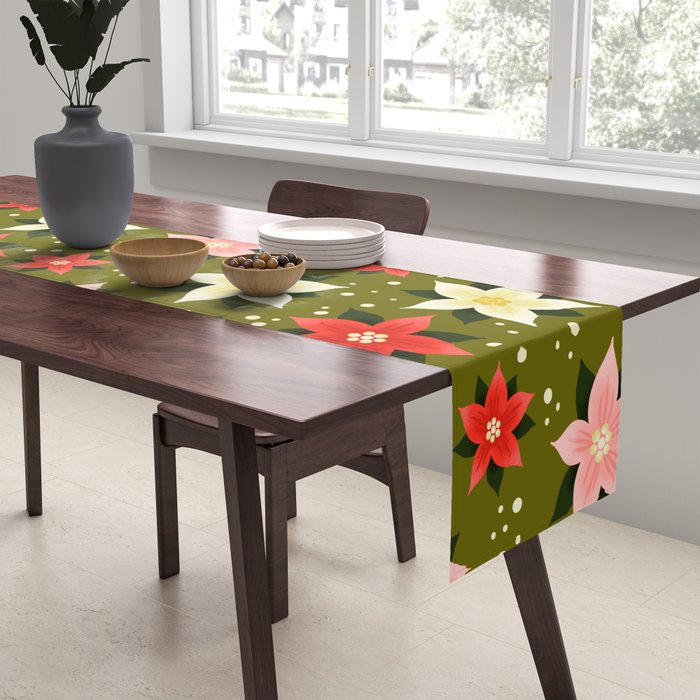 Poinsettia Pattern Table Runner Gallery Image 2