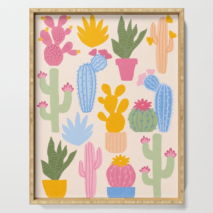 Cactus Garden - pastel Serving Tray Gallery Image 1