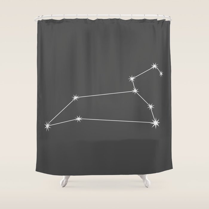 Leo Zodiac Star Constellation Line Art Grey Shower Curtain Gallery Image 1