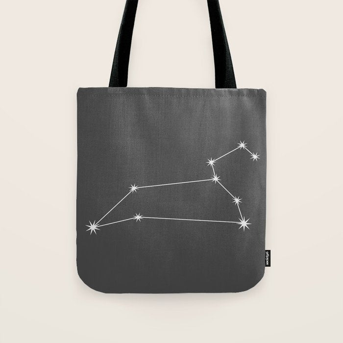 Leo Zodiac Star Constellation Line Art Grey Tote Bag Gallery Image 1