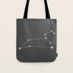 Leo Zodiac Star Constellation Line Art Grey Tote Bag Gallery Image 1