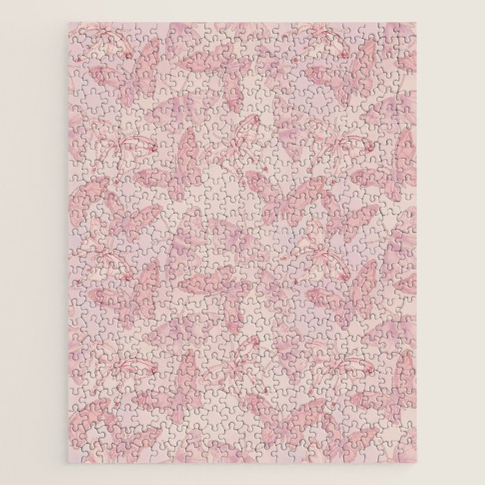 Butterfly Pattern soft pink pastel Jigsaw Puzzle Gallery Image 1