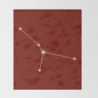 Cancer Zodiac Star Constellation Line Art Ruby Red Throw Blanket Gallery Image 2