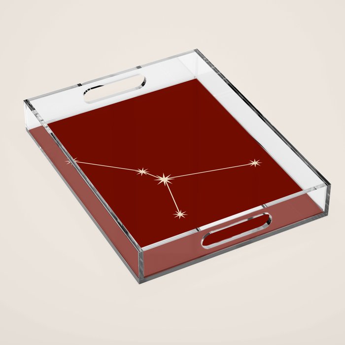 Cancer Zodiac Star Constellation Line Art Ruby Red Acrylic Tray Gallery Image 1