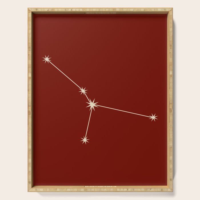 Cancer Zodiac Star Constellation Line Art Ruby Red Serving Tray Gallery Image 1