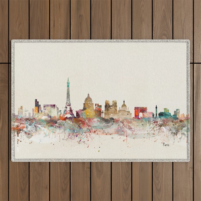 paris city skyline Outdoor Rug Gallery Image 1