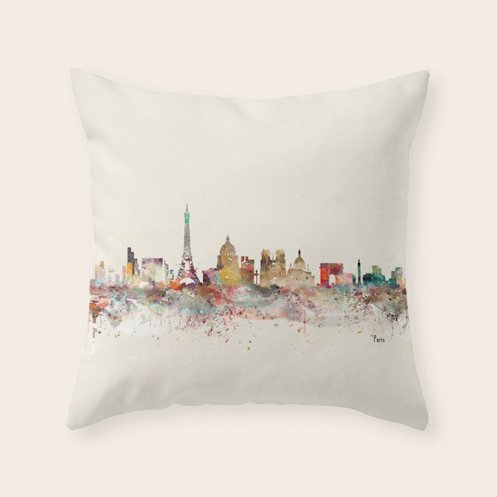 paris city skyline Throw Pillow Gallery Image 6
