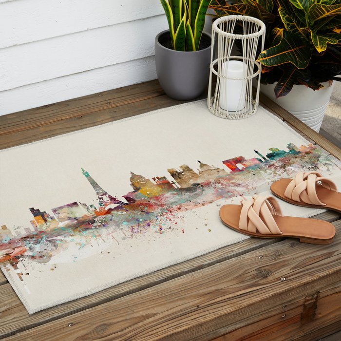 paris city skyline Outdoor Rug Gallery Image 2