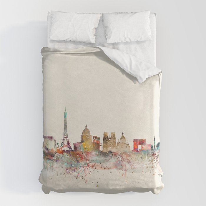 paris city skyline Duvet Cover Gallery Image 1