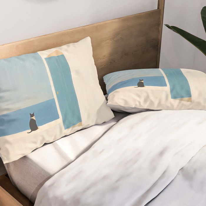 Quiet Cat by the Sea Pillow Sham Gallery Image 2